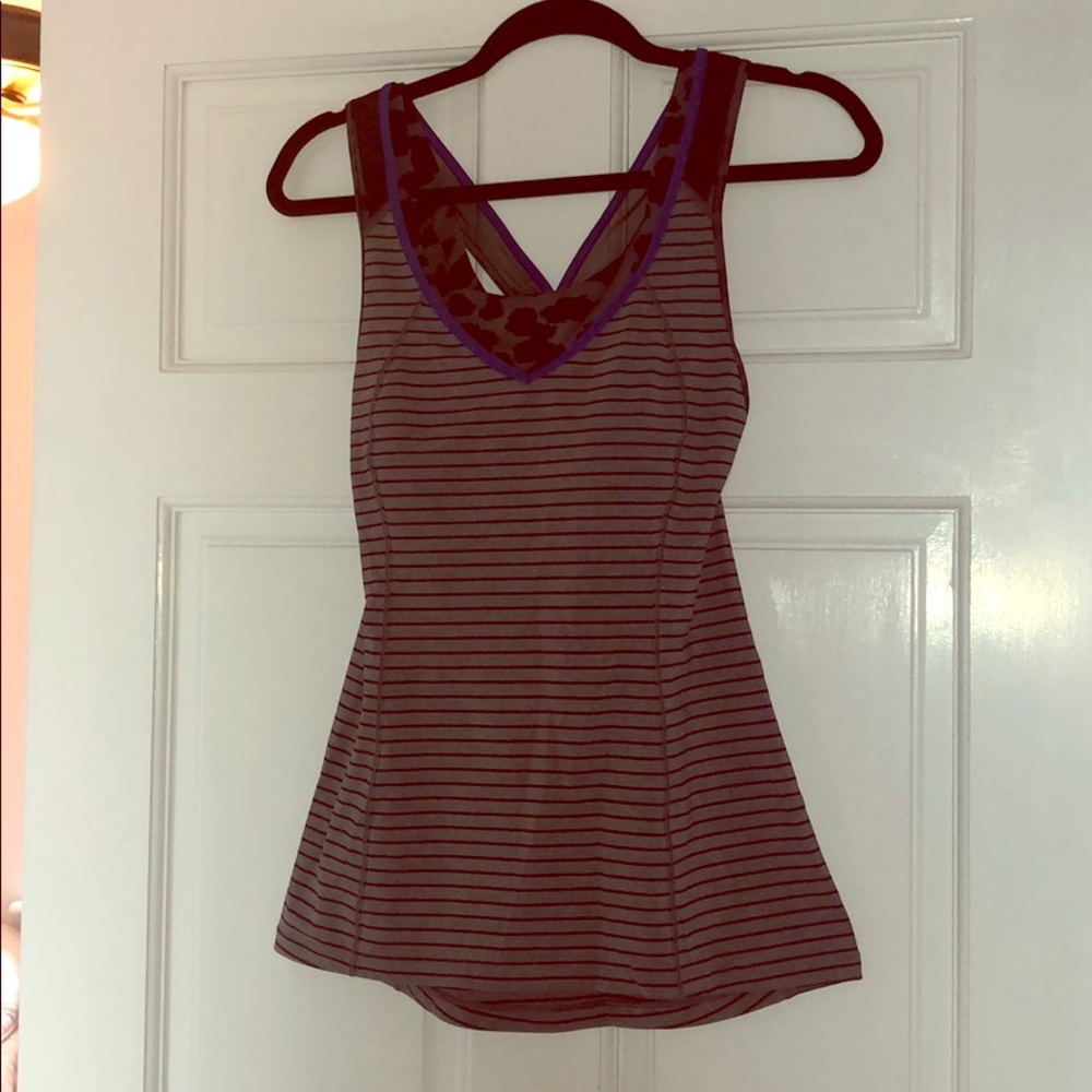Lululemon Grey Stripped Tank